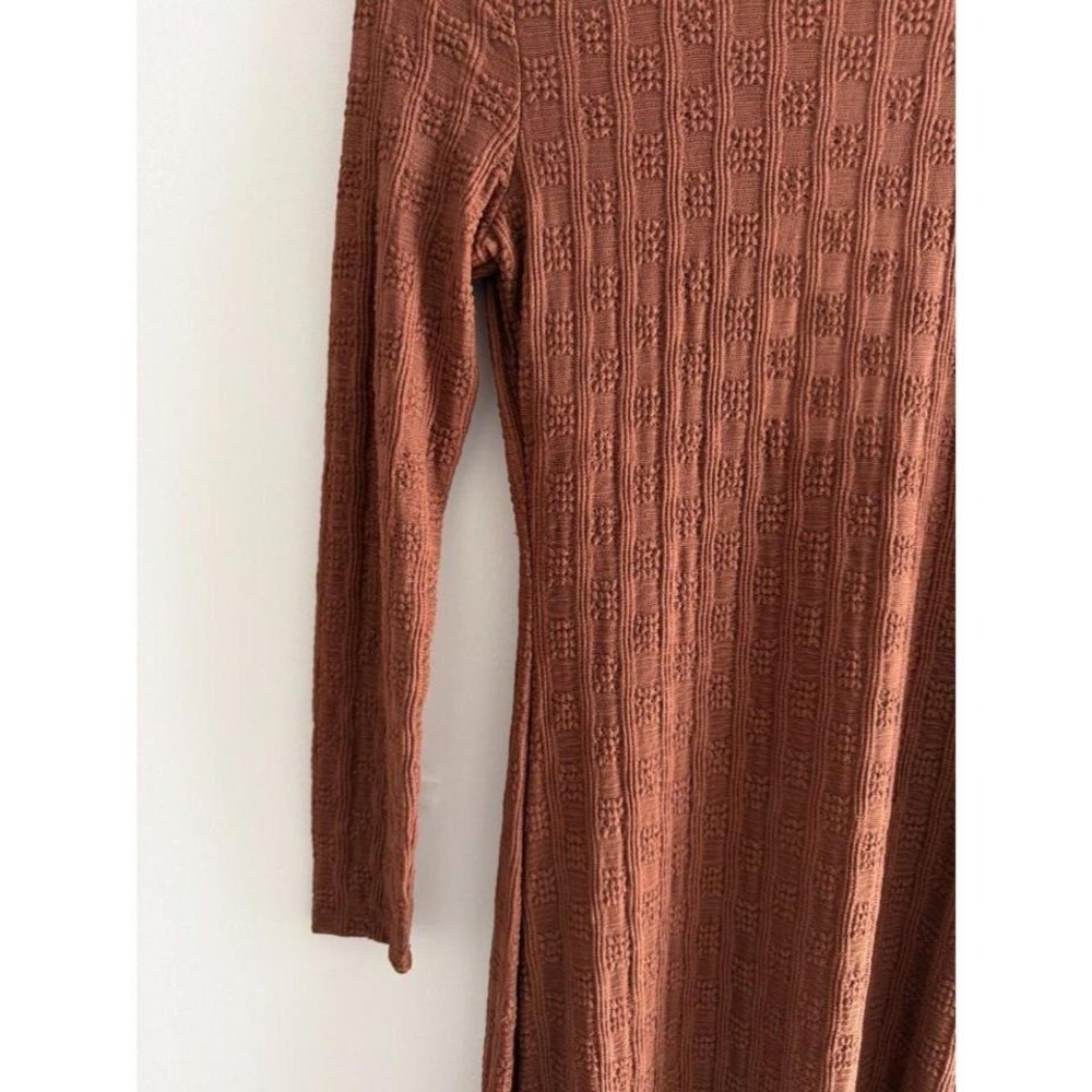 Oak & Trellis Rust Brown Textured Knit Long Sleeve Midi Dress Medium NWT - Picture 7 of 8
